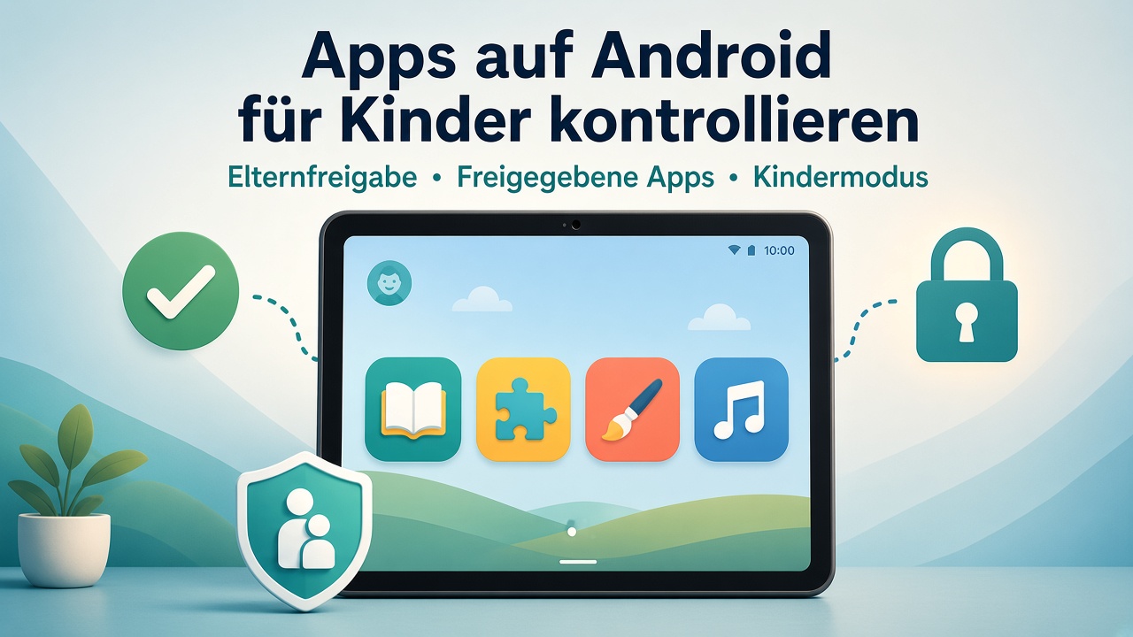Android-Tablet mit Elternfreigabe für App-Downloads und freigegebenen Apps für Kinder